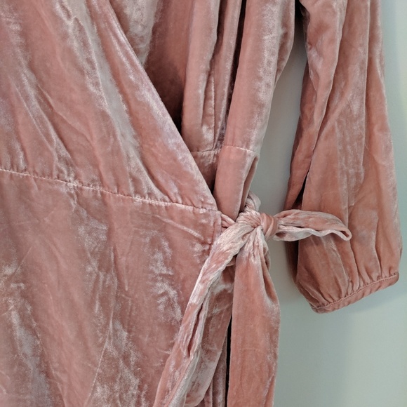 NWT J. Crew Pink Velvet Wrap Dress - Picture 4 of 6